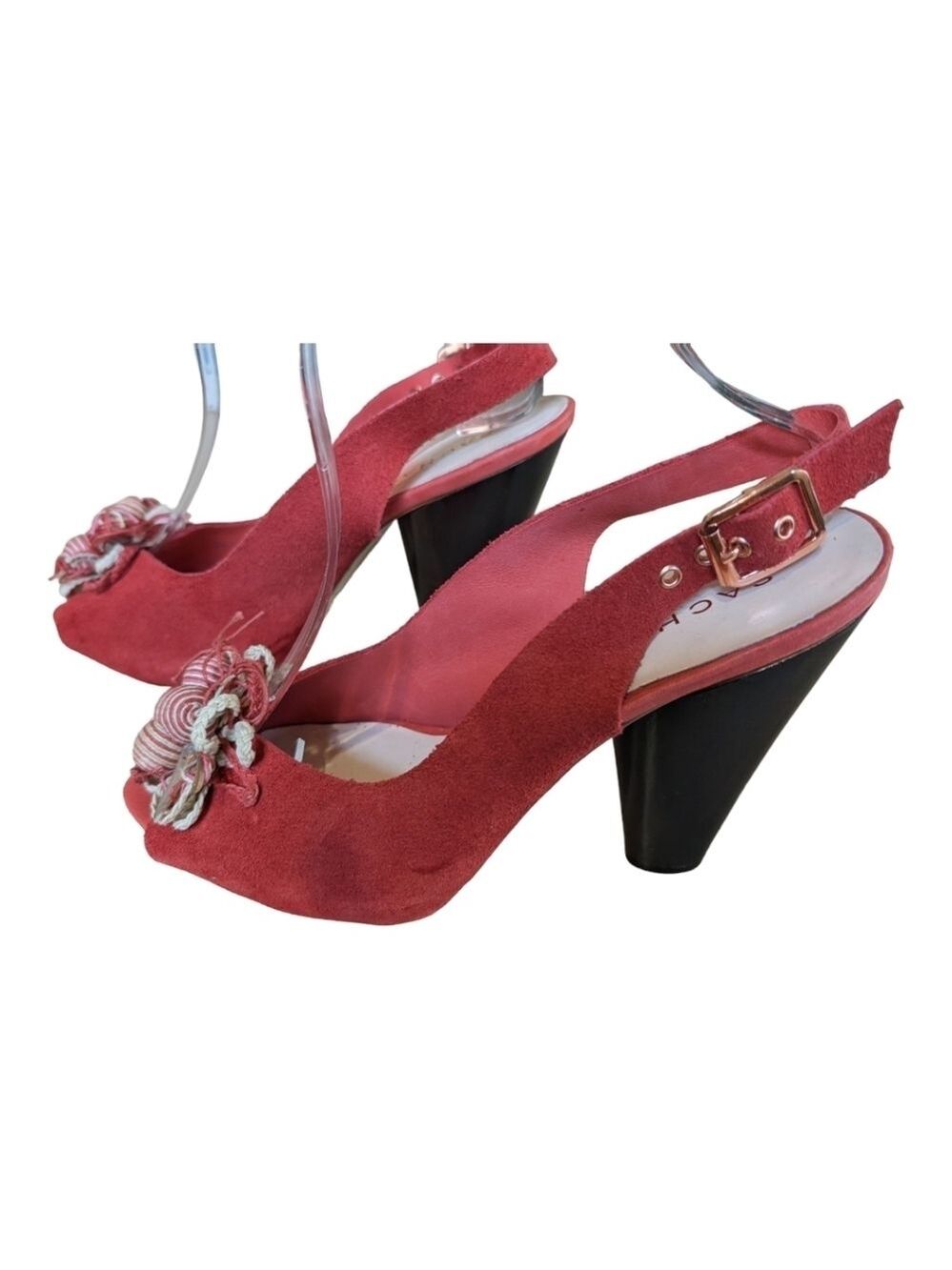 Sacha London Burnt Orange Suede Embellished Peep Toe Slingback Heels Sze 8.5